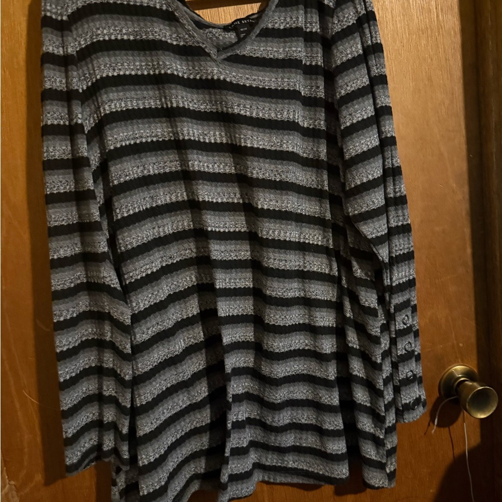 Lane Bryant Black and Gray Striped Tunic